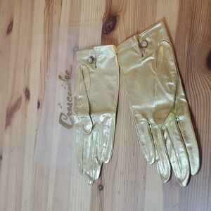new vintage 1940s Cresendo Gold Lame gloves S 7 1/2